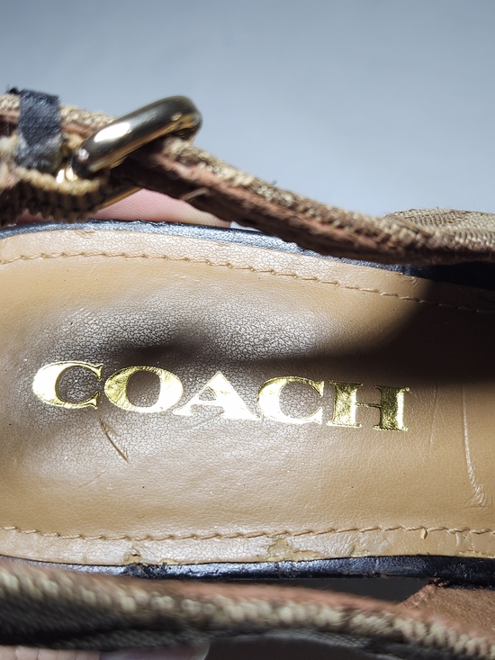 Coach Women's Slingback Wedge Sandals Tan Monogram Size 8 - Picture 15 of 15
